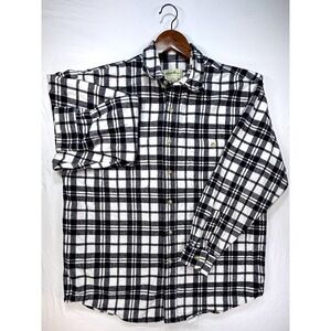 Eddie Bauer Black and White Plaid Casual Button Down Shirt